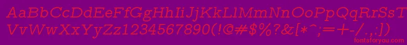 フォントLmmonoprop10Oblique – 紫の背景に赤い文字