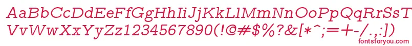 フォントLmmonoprop10Oblique – 白い背景に赤い文字