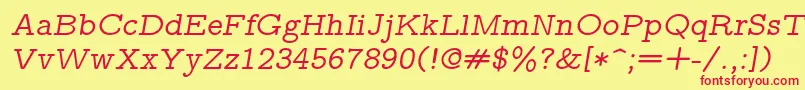 Lmmonoprop10Oblique Font – Red Fonts on Yellow Background