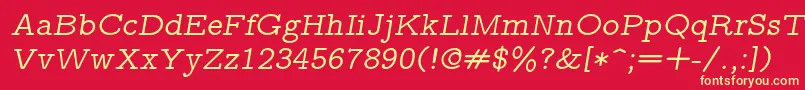 Lmmonoprop10Oblique Font – Yellow Fonts on Red Background