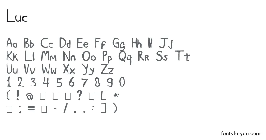 Luc-fontti – aakkoset, numerot, erikoismerkit