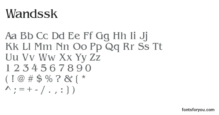 Schriftart Wandssk – Alphabet, Zahlen, spezielle Symbole