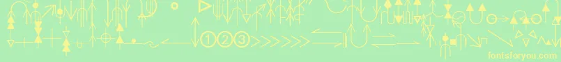 フォントEsriGeologyAgso1 – 黄色の文字が緑の背景にあります
