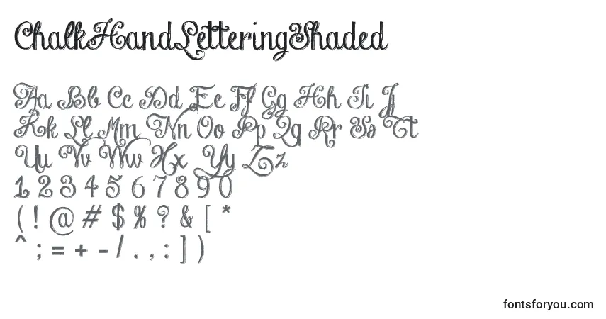 A fonte ChalkHandLetteringShaded – alfabeto, números, caracteres especiais