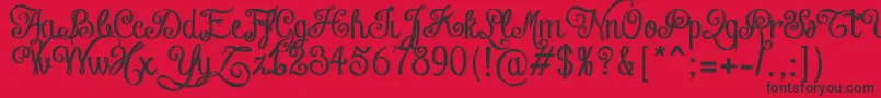 フォントChalkHandLetteringShaded – 赤い背景に黒い文字