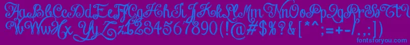 ChalkHandLetteringShaded-fontti – siniset fontit violetilla taustalla