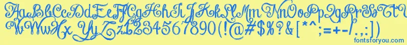 ChalkHandLetteringShaded-Schriftart – Blaue Schriften auf gelbem Hintergrund