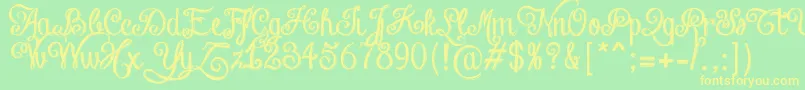 Fonte ChalkHandLetteringShaded – fontes amarelas em um fundo verde