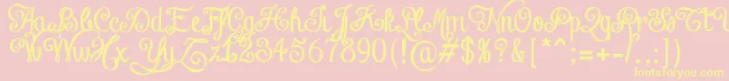 Fonte ChalkHandLetteringShaded – fontes amarelas em um fundo rosa