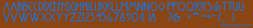Esmount-Schriftart – Blaue Schriften auf braunem Hintergrund