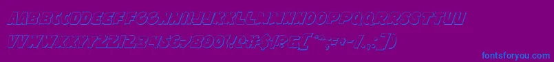 FlyingLeatherneckOutline-Schriftart – Blaue Schriften auf violettem Hintergrund