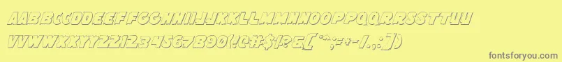 FlyingLeatherneckOutline-fontti – harmaat kirjasimet keltaisella taustalla
