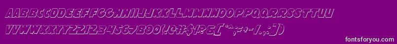 FlyingLeatherneckOutline-fontti – vihreät fontit violetilla taustalla