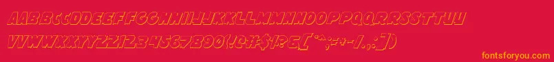 フォントFlyingLeatherneckOutline – 赤い背景にオレンジの文字