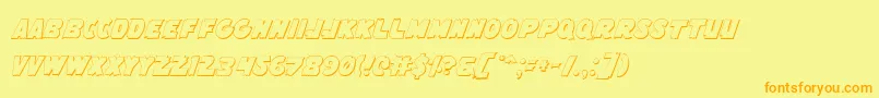 FlyingLeatherneckOutline Font – Orange Fonts on Yellow Background