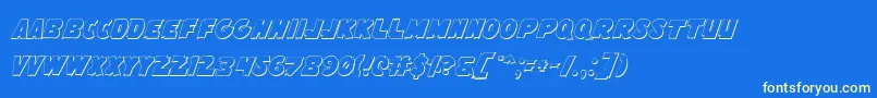 FlyingLeatherneckOutline Font – Yellow Fonts on Blue Background