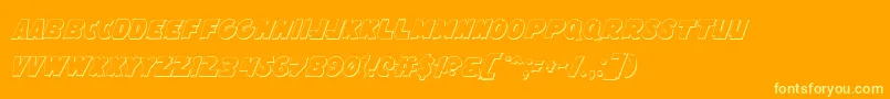 FlyingLeatherneckOutline-fontti – keltaiset fontit oranssilla taustalla