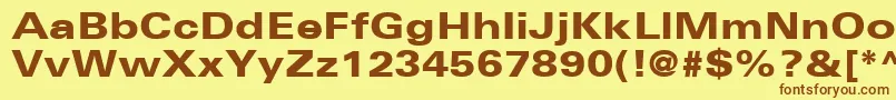 UniversLt73BlackExtended-fontti – ruskeat fontit keltaisella taustalla