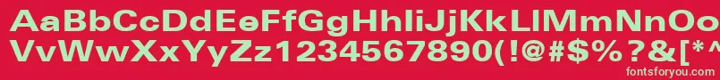 UniversLt73BlackExtended-Schriftart – Grüne Schriften auf rotem Hintergrund