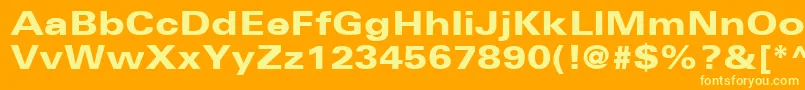 Weitere Informationen zur UniversLt73BlackExtended-Schriftart UniversLt73BlackExtended-Schriftart – Gelbe Schriften auf orangefarbenem Hintergrund