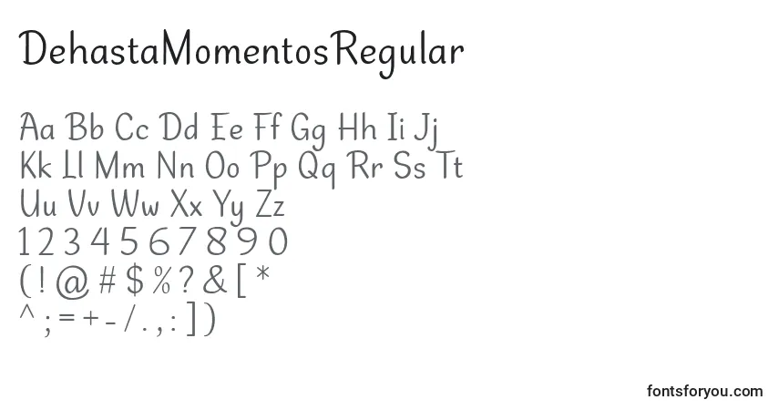 Czcionka DehastaMomentosRegular – alfabet, cyfry, specjalne znaki