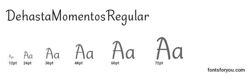 Размеры шрифта DehastaMomentosRegular