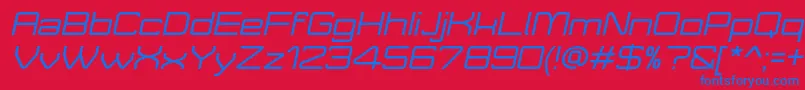 MoveXItalicDemo-Schriftart – Blaue Schriften auf rotem Hintergrund