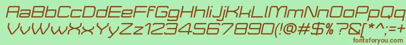 MoveXItalicDemo-fontti – ruskeat fontit vihreällä taustalla