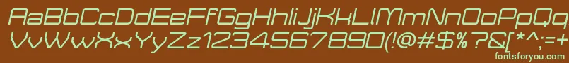 MoveXItalicDemo-fontti – vihreät fontit ruskealla taustalla