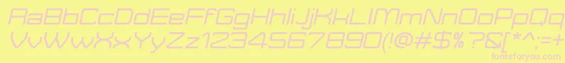 MoveXItalicDemo-fontti – vaaleanpunaiset fontit keltaisella taustalla