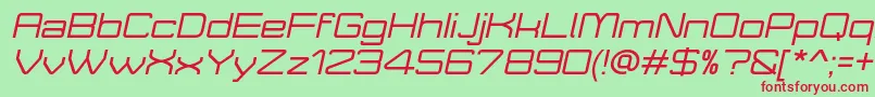 MoveXItalicDemo-fontti – punaiset fontit vihreällä taustalla