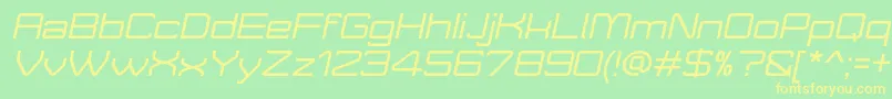 MoveXItalicDemo Font – Yellow Fonts on Green Background