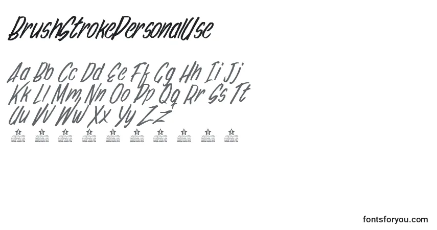 Czcionka BrushStrokePersonalUse – alfabet, cyfry, specjalne znaki