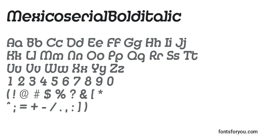 A fonte MexicoserialBolditalic – alfabeto, números, caracteres especiais