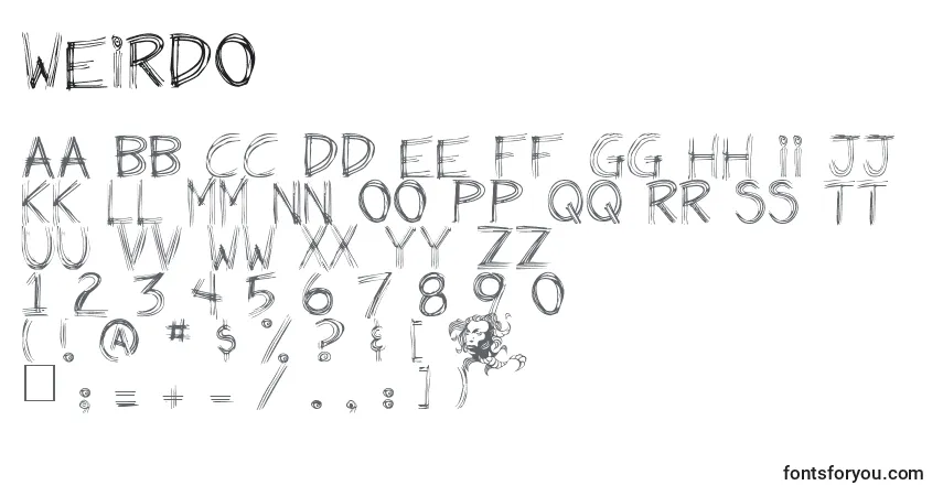 Шрифт Weirdo – алфавит, цифры, специальные символы