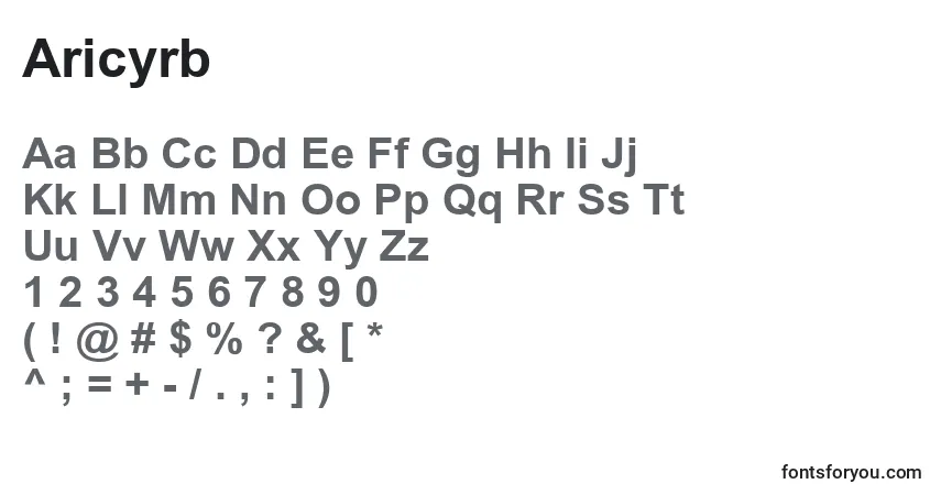 Schriftart Aricyrb – Alphabet, Zahlen, spezielle Symbole