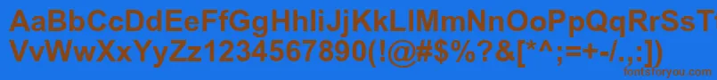 フォントAricyrb – 茶色の文字が青い背景にあります。