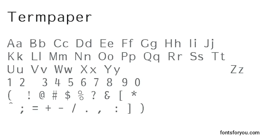Czcionka Termpaper – alfabet, cyfry, specjalne znaki