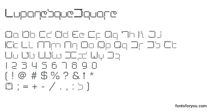 A fonte LupanesqueSquare – alfabeto, números, caracteres especiais