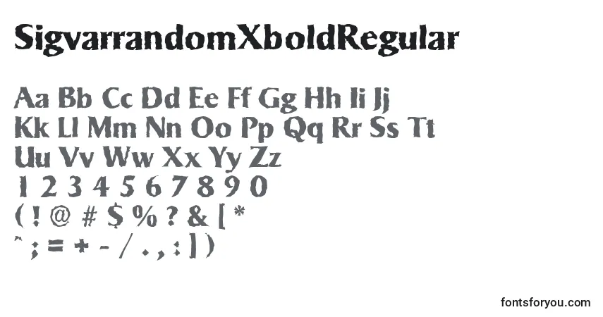 A fonte SigvarrandomXboldRegular – alfabeto, números, caracteres especiais