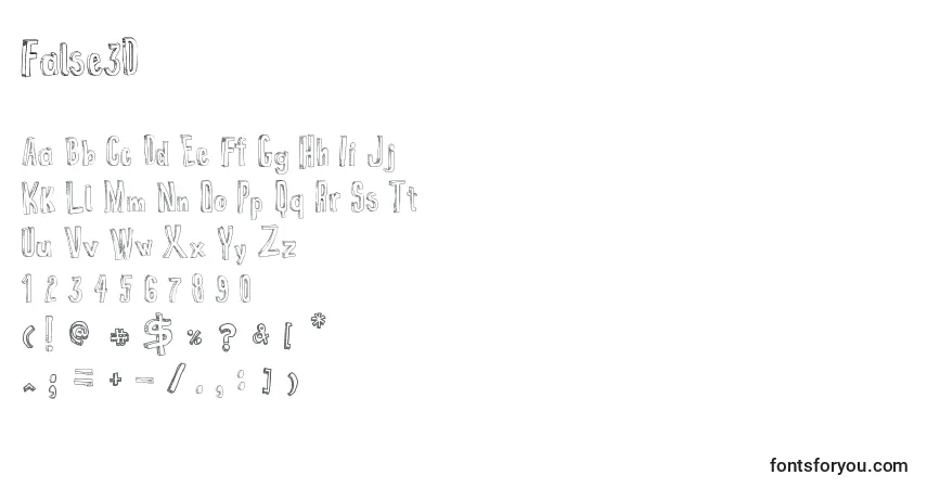 Шрифт False3D – алфавит, цифры, специальные символы