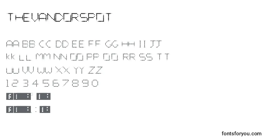 Czcionka TheVandorSpot – alfabet, cyfry, specjalne znaki