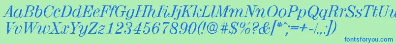 Шрифт ValenciaantiqueItalic – синие шрифты на зелёном фоне