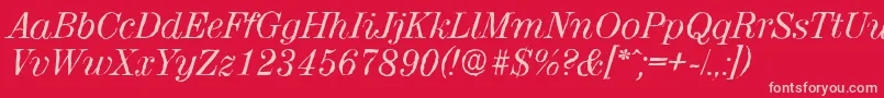 ValenciaantiqueItalic Font – Pink Fonts on Red Background