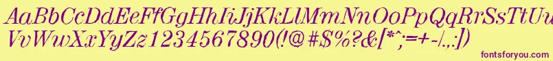 ValenciaantiqueItalic Font – Purple Fonts on Yellow Background