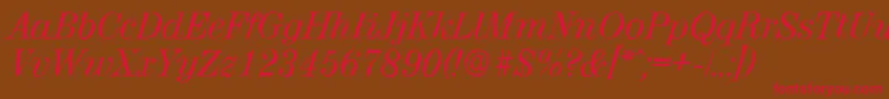 フォントValenciaantiqueItalic – 赤い文字が茶色の背景にあります。