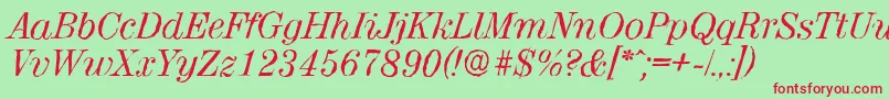 Czcionka ValenciaantiqueItalic – czerwone czcionki na zielonym tle