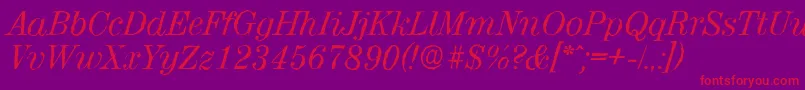 Шрифт ValenciaantiqueItalic – красные шрифты на фиолетовом фоне