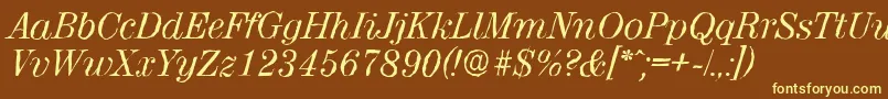 Шрифт ValenciaantiqueItalic – жёлтые шрифты на коричневом фоне