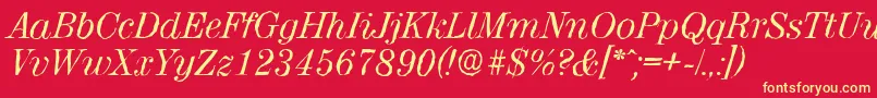 Fonte ValenciaantiqueItalic – fontes amarelas em um fundo vermelho